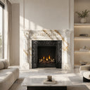 White marble fireplace in Calacatta Gold - Image 2