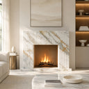 White Modern marble fireplace in Calacatta Gold - Image 5