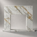 White Modern marble fireplace in Calacatta Gold - Image 3