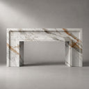 Marble electric fireplace in Calacatta Gold - Image 4