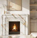 Marble fireplace hearth in Calacatta Gold - Image 2