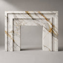 Marble fireplace hearth in Calacatta Gold - Image 4
