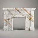 Marble fireplace hearth in Calacatta Gold - Image 4