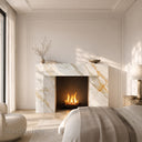 Modern marble fireplace in Calacatta Gold - Image 4