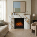 Modern marble fireplace in Calacatta Gold - Image 5