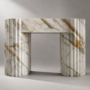 Modern Fluted Marble firepalce in Calacatta Gold - Image 5