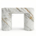 Modern Fluted Marble firepalce in Calacatta Gold - Image 1