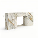 White marble electric fireplace in Calacatta Gold - Image 3