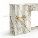 White marble electric fireplace in Calacatta Gold - Image 5