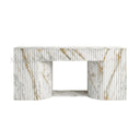 White marble electric fireplace in Calacatta Gold - Image 1