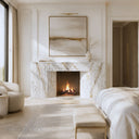 White marble electric fireplace in Calacatta Gold - Image 2