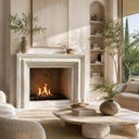 Bolection marble fireplace surround in White Travertine - Image 3