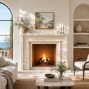 Custom marble fireplace in White Travertine - Image 1