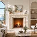 Custom marble fireplace in White Travertine - Image 1