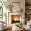 Custom marble fireplace in White Travertine - Image 3