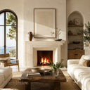 Limestone electric fireplace in Moonlight Beige Limestone - Image 1
