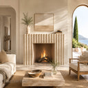 Modern limestone fireplace in Moonlight Beige Limestone - Image 1
