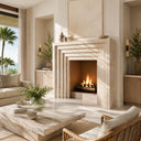 Modern limestone fireplace in Moonlight Beige Limestone - Image 1