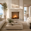 Modern limestone fireplace in Moonlight Beige Limestone - Image 1