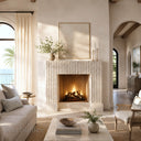 Modern limestone fireplace in Moonlight Beige Limestone - Image 3