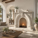 Natural limestone fireplace in Moonlight Beige Limestone - Image 4