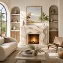 Contemporary limestone fireplace in Moonlight Beige Limestone - Image 3