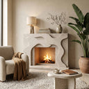 Contemporary limestone fireplace in Moonlight Beige Limestone - Image 1