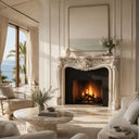 Carved limestone fireplace in Moonlight Beige Limestone - Image 1