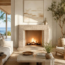 Limestone electric fireplace in Moonlight Beige Limestone - Image 1