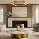Limestone electric fireplace in Moonlight Beige Limestone - Image 3