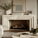 Limestone electric fireplace in Moonlight Beige Limestone - Image 1