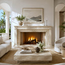 Limestone electric fireplace in Moonlight Beige Limestone - Image 1