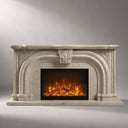 Limestone electric fireplace in Moonlight Beige Limestone - Image 2