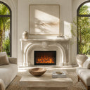 Limestone electric fireplace in Moonlight Beige Limestone - Image 1