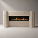 Limestone electric fireplace in Moonlight Beige Limestone - Image 2