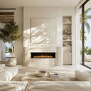 Limestone electric fireplace in Moonlight Beige Limestone - Image 1
