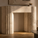 Modern limestone fireplace in Moonlight Beige Limestone - Image 3