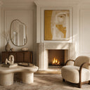 Modern limestone fireplace in Moonlight Beige Limestone - Image 1