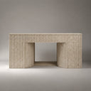 Limestone electric fireplace in Moonlight Beige Limestone - Image 2