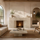 Limestone electric fireplace in Moonlight Beige Limestone - Image 1