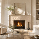 Modern limestone fireplace in Moonlight Beige Limestone - Image 1
