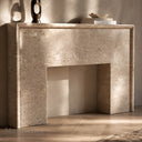 Modern limestone fireplace in Moonlight Beige Limestone - Image 3
