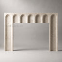 Modern limestone fireplace in Moonlight Beige Limestone - Image 2