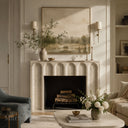 Modern limestone fireplace in Moonlight Beige Limestone - Image 1