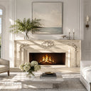 Modern limestone fireplace in Moonlight Beige Limestone - Image 1