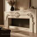 Modern limestone fireplace in Moonlight Beige Limestone - Image 3