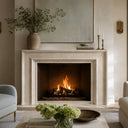 Modern limestone fireplace in Moonlight Beige Limestone - Image 1