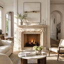 Ivory color Marble fireplace in Crema Marfil Premium - Image 1