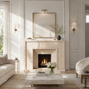 Modern Marble fireplace for sale in Crema Marfil Premium - Image 3