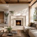 Modern Marble fireplace for sale in Crema Marfil Premium - Image 1